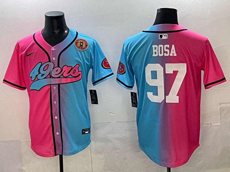 Men 2025 San Francisco 49ers #97 Bosa Pink Blue Nike Limited NFL Jersey 010